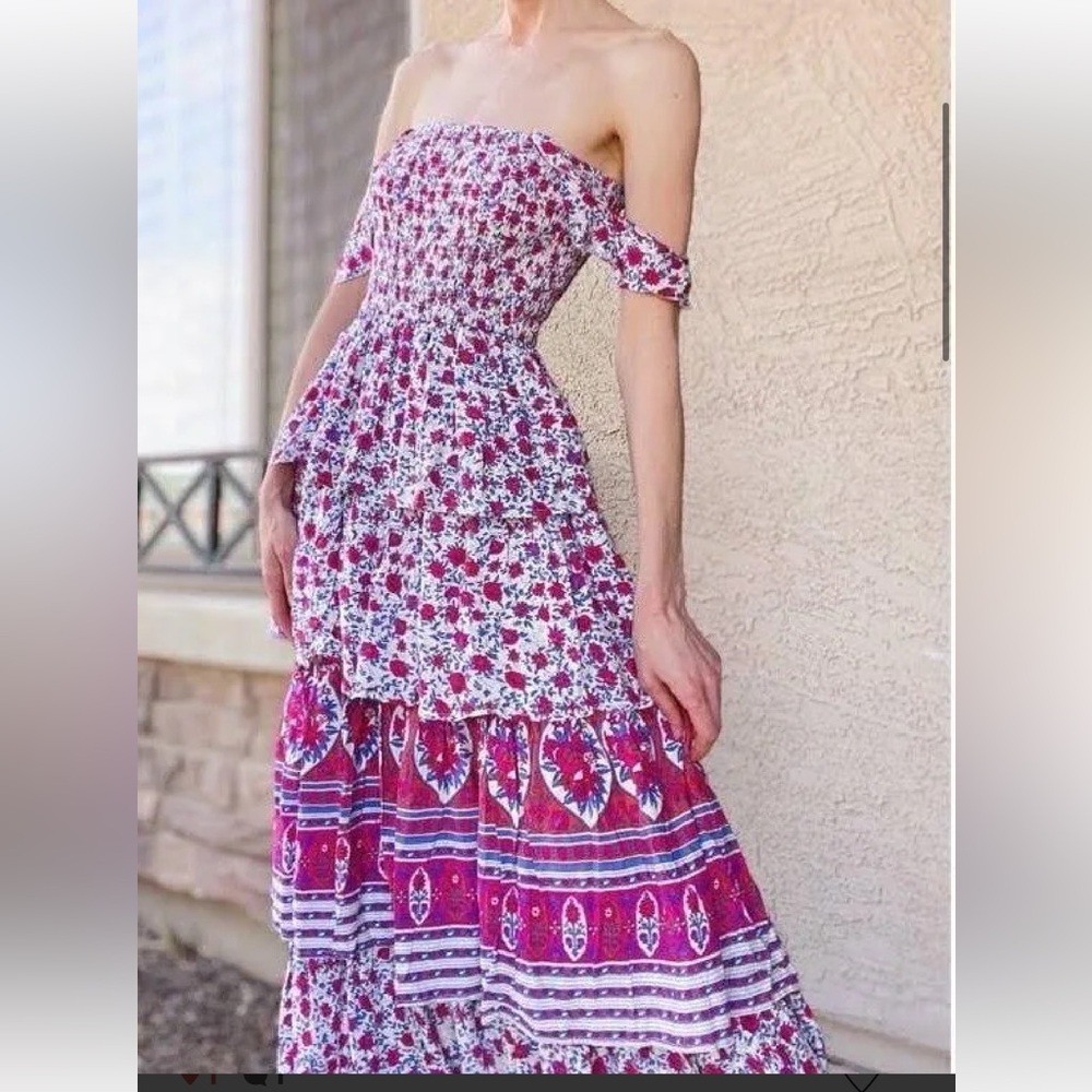 Anthropologie Abel The Label Secret Romance Tiered Maxi Dress Size XS
